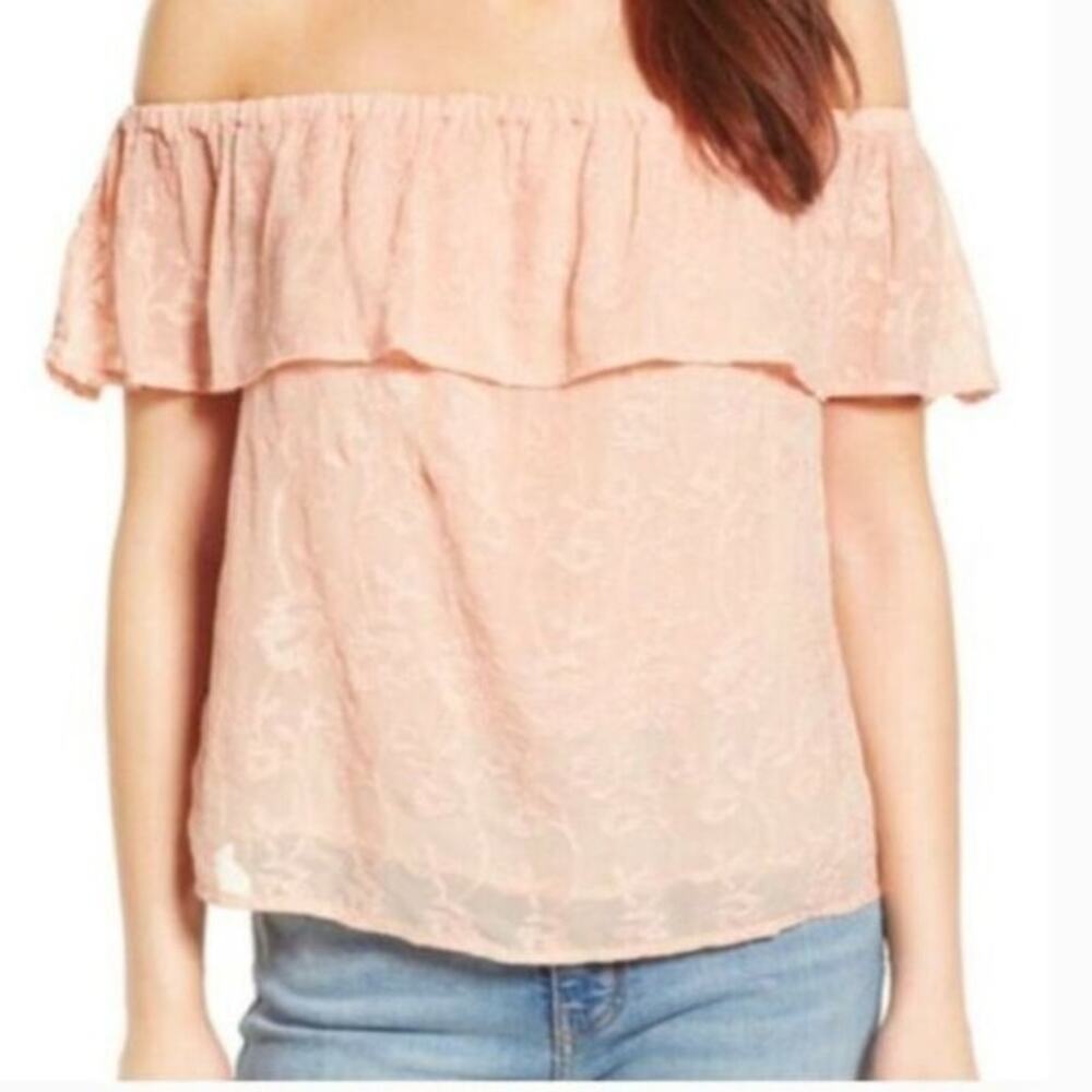 Lucky Brand Off the Shoulder Pink Top Embroidered Size Medium
